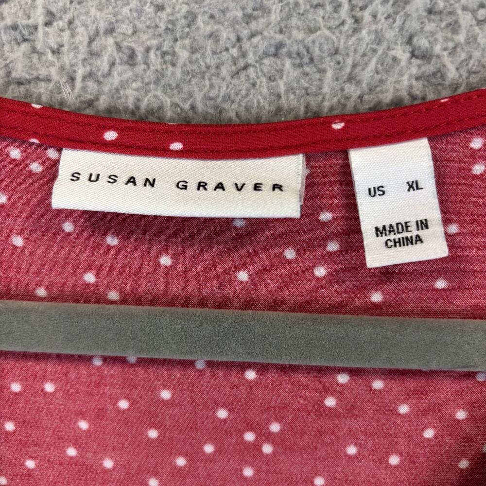 Susan Graver Tunic Top 1X Liquid Knit Polka Dot Career Travel Stretch 3/4 sleeve - Picture 7 of 12